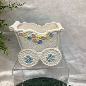 Charming Floral Carriage Ceramic Vase
